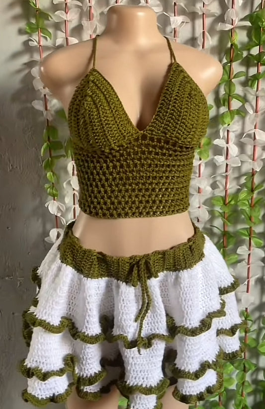Ensemble Jupe – Style Féminin – 100% Coton – Fait Main – €50